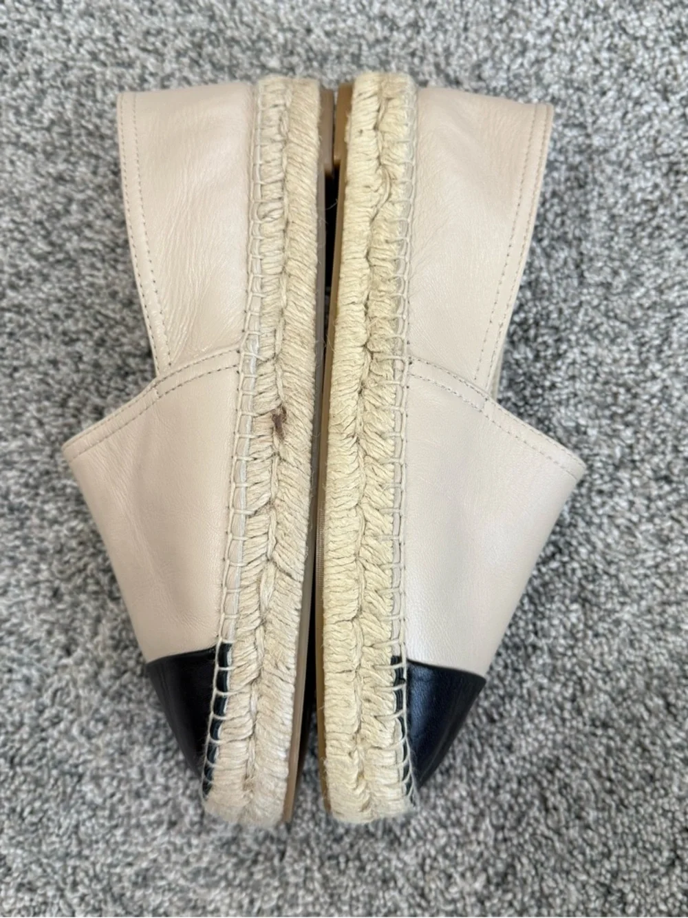 Aldo Genuine Leather Beige Black Cap Toe Espadrilles Preppy Comfy Women’s US 8